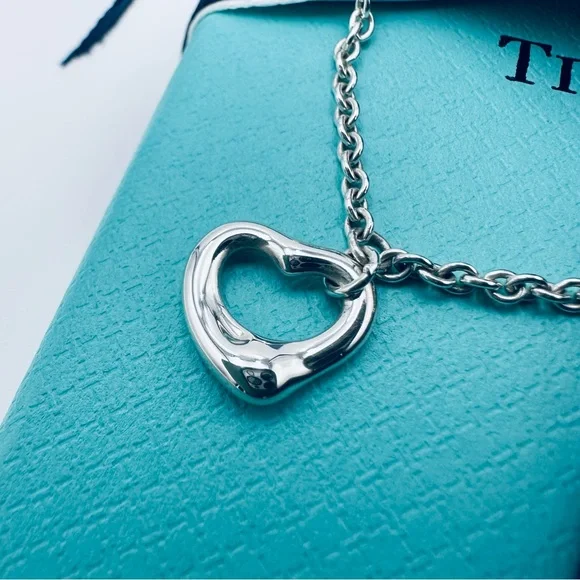 Tiffany & Co. 11 mm Open Heart Bracelet in Sterling Silver 7.5” with Pouch - Picture 5 of 10